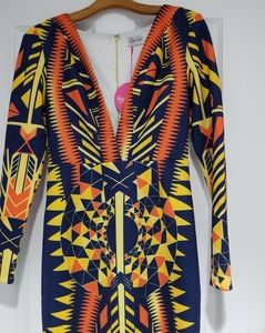 Asos Plunging Neck Geo Dress
